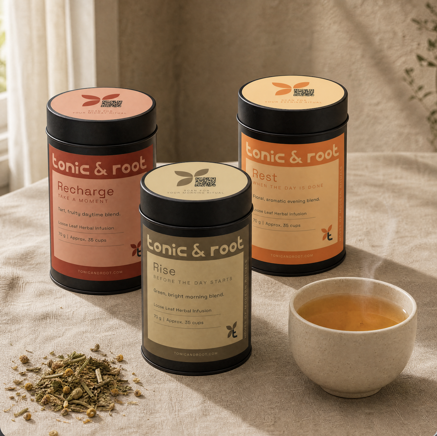Tonic & Root herbal tea packaging design